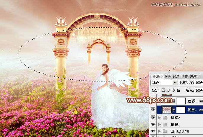 Photoshop合成天使门前的婚纱美女,PS教程,图老师教程网