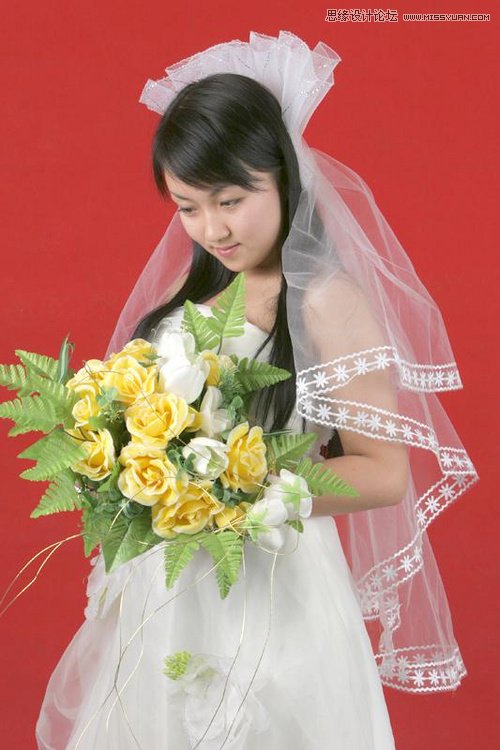 Photoshop抠出红色纯色背景的新娘照片,PS教程,图老师教程网