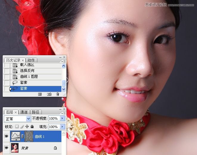 Photoshop使用手工给美女人像精修磨皮,PS教程,图老师教程网