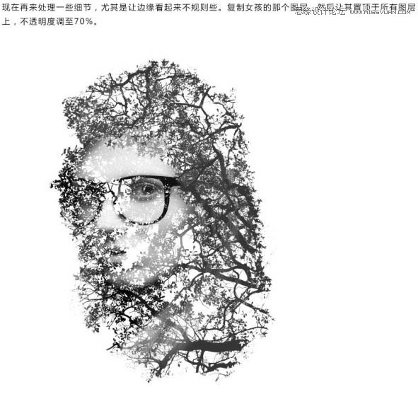 Photoshop制作人物与树木的双重曝光效果,PS教程,图老师教程网