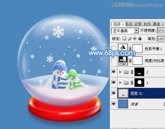 Photoshop绘制漂亮的圣诞雪花水晶球,PS教程,图老师教程网