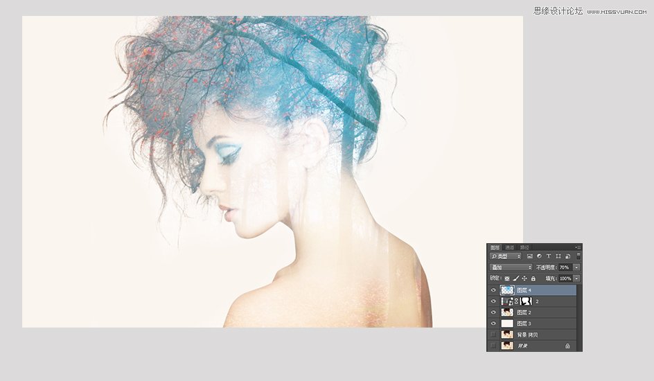 Photoshop设计梦幻的美女人像重影效果,PS教程,图老师教程网
