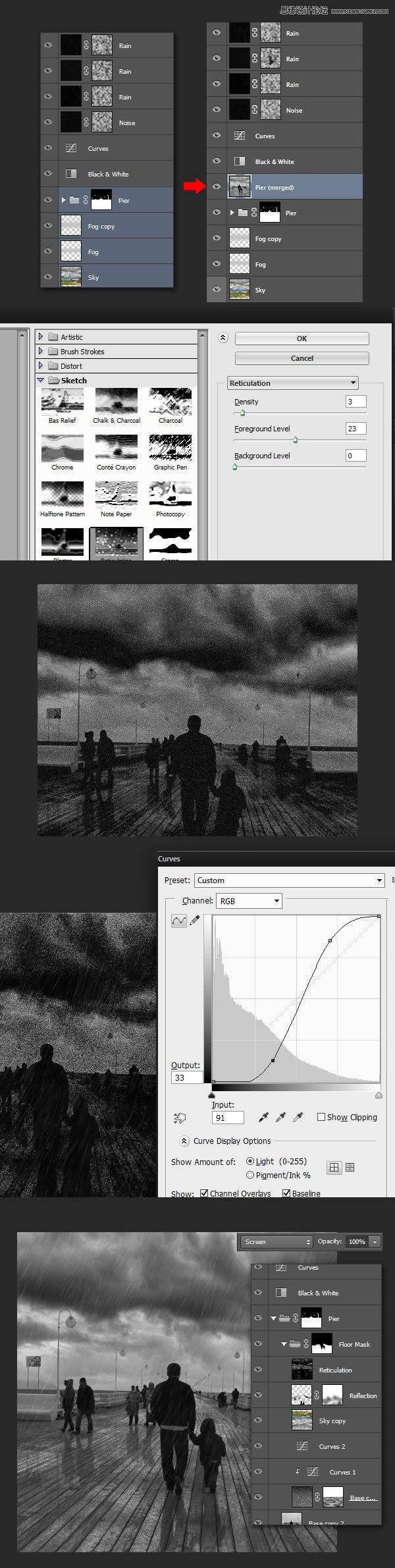 Photoshop制作逼真生动的的下雨效果图,PS教程,图老师教程网