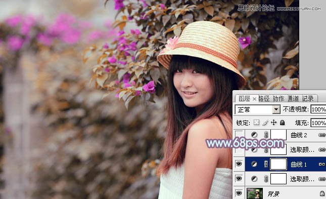 Photoshop调出林中女孩梦幻紫色调,PS教程,图老师教程网