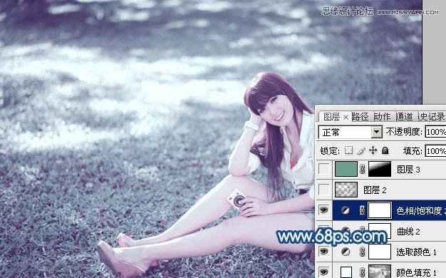 Photoshop使用通道调出草地女孩梦幻紫色调,PS教程,图老师教程网