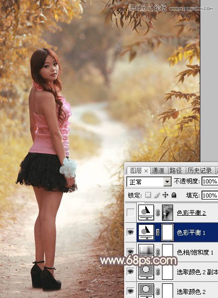 Photoshop调出公园美女秋季淡黄色调,PS教程,图老师教程网