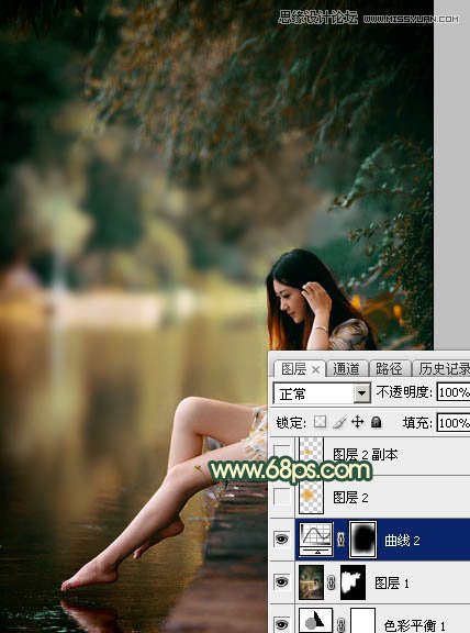 Photoshop调出水塘边女孩暗角LOMO效果,PS教程,图老师教程网