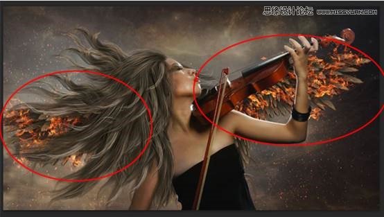 Photoshop合成火焰四射的天使小提琴手,PS教程,图老师教程网
