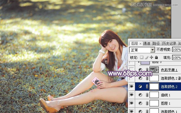 Photoshop调出草地女孩淡淡的日系效果,PS教程,图老师教程网