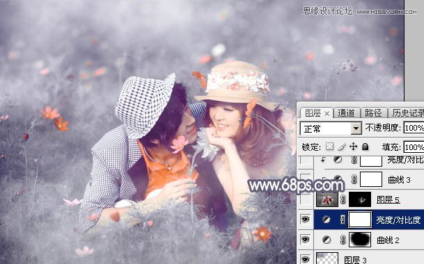 Photoshop调出外景婚片柔美的紫色艺术效果,PS教程,图老师教程网