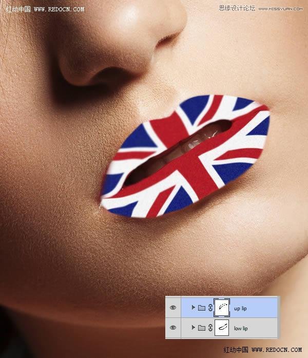 Phootoshop给美女嘴唇添加漂亮的旗帜图案,PS教程,图老师教程网