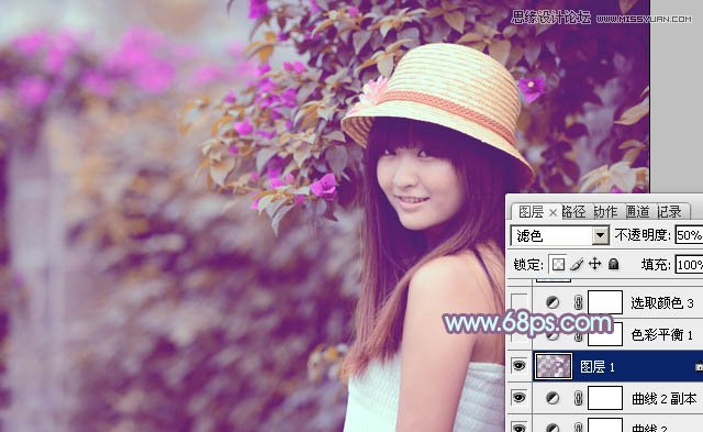 Photoshop调出林中女孩梦幻紫色调,PS教程,图老师教程网