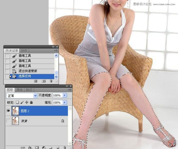 Photoshop美容教程：人物腿部修饰之美腿的制作,PS教程,图老师教程网