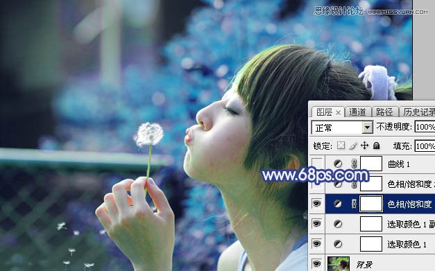 Photoshop调出可爱女孩梦幻蓝色效果,PS教程,图老师教程网