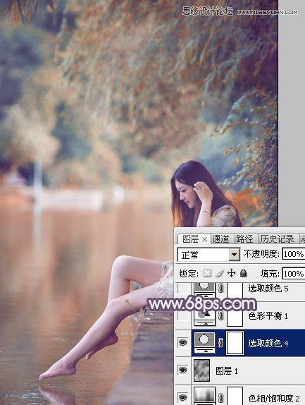 Photoshop调出木桥上女孩唯美紫色效果,PS教程,图老师教程网