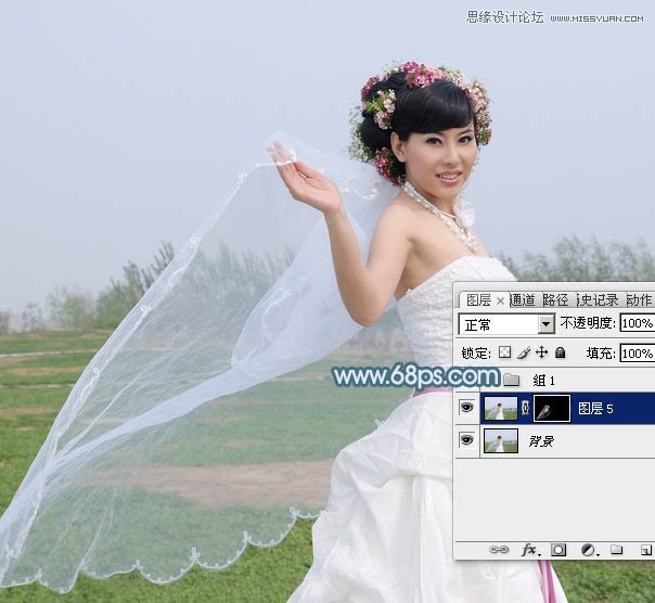 Photoshop巧用通道抠出外景透明的婚纱教程,PS教程,图老师教程网
