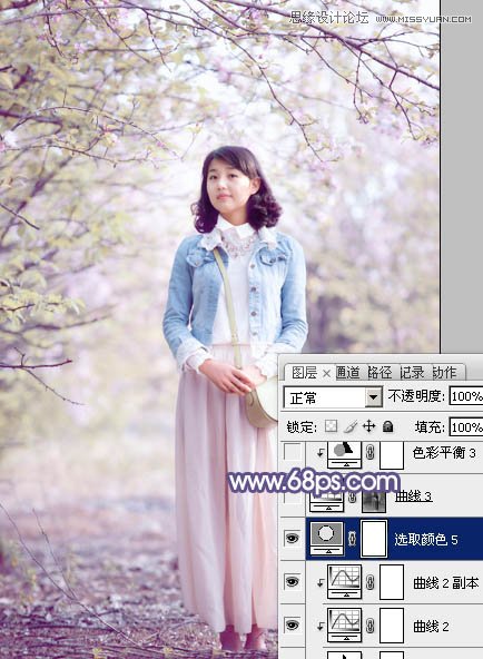 Photoshop调出春季女孩梦幻粉色效果,PS教程,图老师教程网