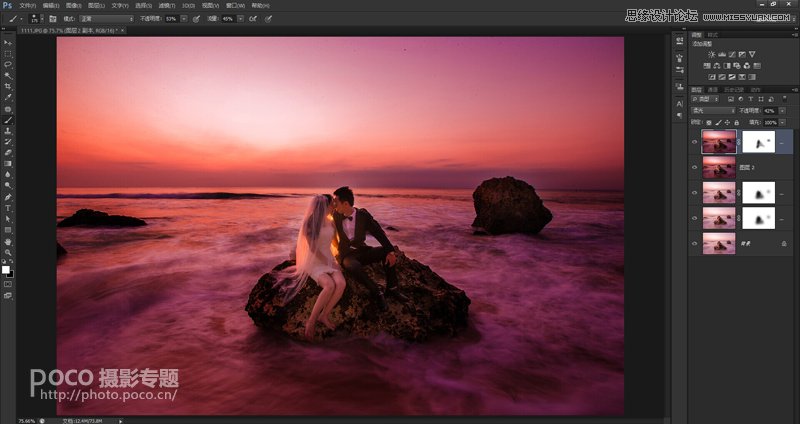 Photoshop调出婚片唯美的冷暖两色效果图,PS教程,图老师教程网