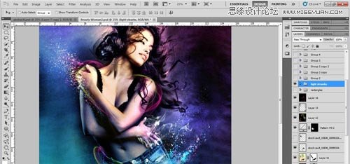 Photoshop设计绚丽光效装饰的美女海报,PS教程,图老师教程网