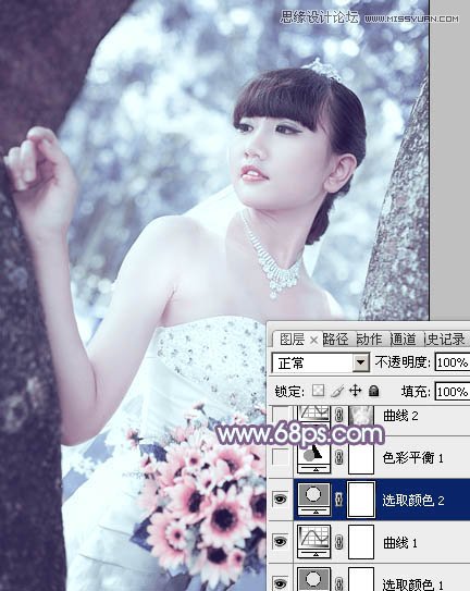 Photoshop调出穿婚纱新娘梦幻紫色调,PS教程,图老师教程网