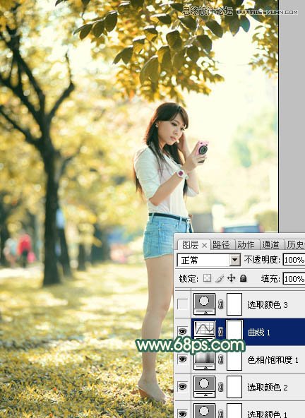 Photoshop调出树下美女秋季柔美色调,PS教程,图老师教程网