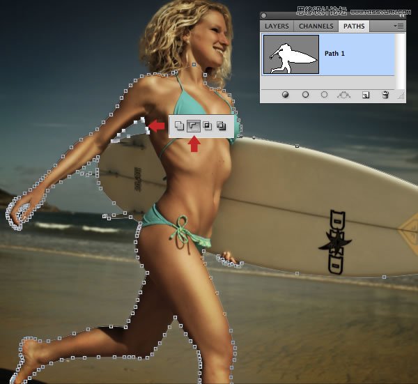 Photoshop合成从水花中冲出的海边美女,PS教程,图老师教程网