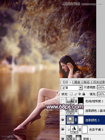 Photoshop调出河边美女梦幻橙色调效果,PS教程,图老师教程网
