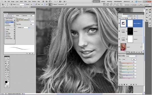 Photoshop把美女人像照片转化成手绘素描效果,PS教程,图老师教程网