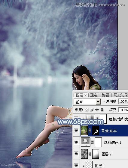 Photoshop调出河边女孩唯美的蓝色效果,PS教程,图老师教程网