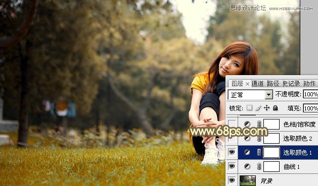 Photoshop调出草地美女秋季金黄色调,PS教程,图老师教程网