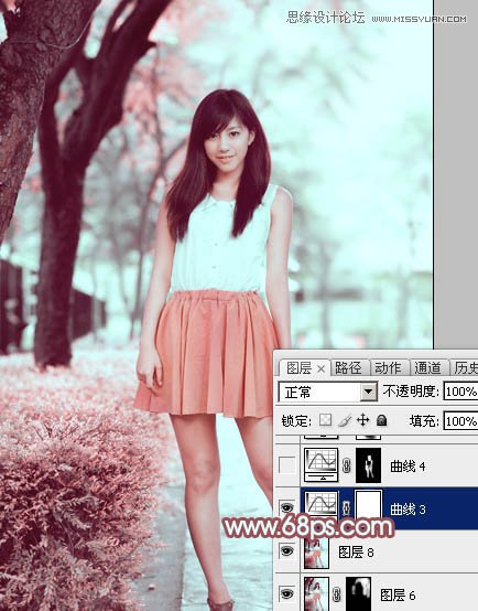 Photoshop设计树下美女淡青肤色效果,PS教程,图老师教程网
