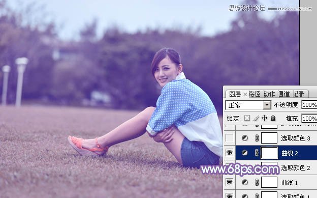 Photoshop调出草地美女梦幻柔肤效果,PS教程,图老师教程网