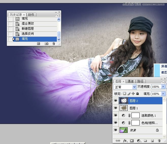 Photoshop调出草地上的美女LOMO暗角效果,PS教程,图老师教程网