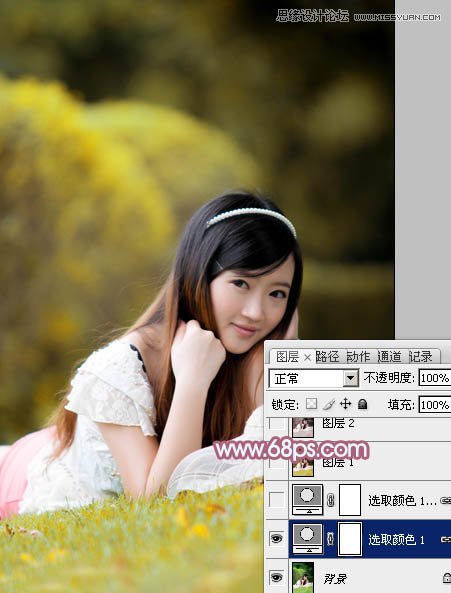 Photoshop调出春季外景美女梦幻紫色调,PS教程,图老师教程网