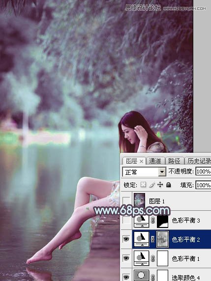 Photoshop调出河边美女照片梦幻紫色效果,PS教程,图老师教程网