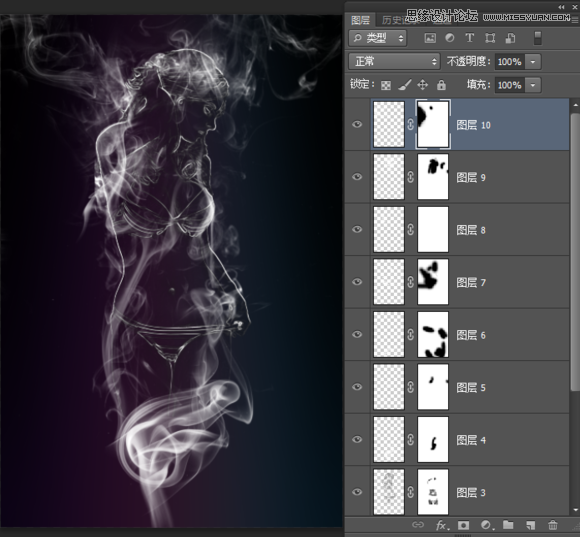 Photoshop合成创意大气的烟雾人像效果,PS教程,图老师教程网