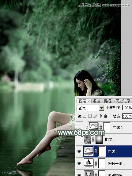 Photoshop调出河边清纯女孩唯美青色调,PS教程,图老师教程网