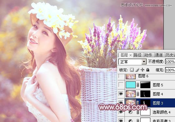 Photoshop调出外景美女梦幻紫色效果,PS教程,图老师教程网