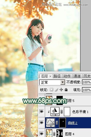 Photoshop调出树下美女秋季柔美色调,PS教程,图老师教程网