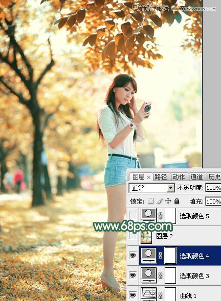 Photoshop调出树下美女秋季柔美色调,PS教程,图老师教程网