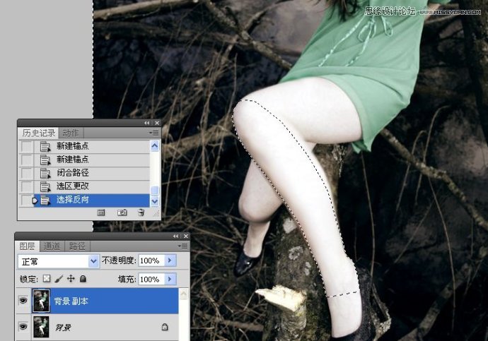 Photoshop人物腿部修饰之快速为美女瘦腿,PS教程,图老师教程网
