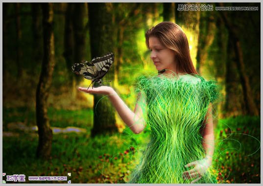 Photoshop合成在和蝴蝶交流的美女仙子,PS教程,图老师教程网