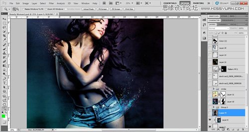 Photoshop设计绚丽光效装饰的美女海报,PS教程,图老师教程网