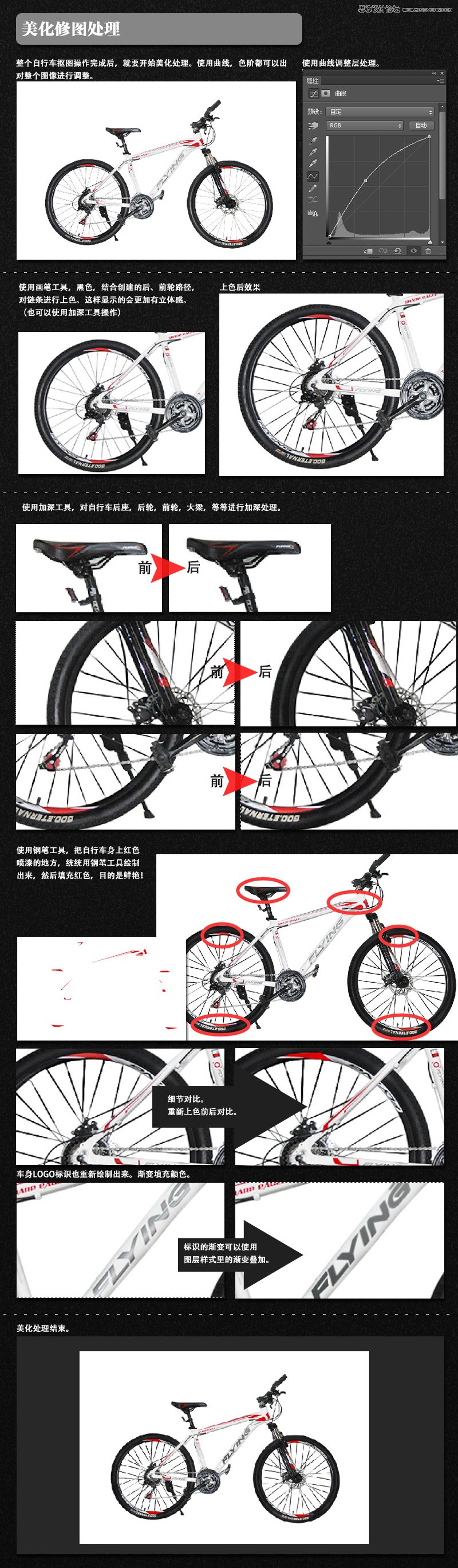 Photoshop详细解析电商自行车产品修图过程,PS教程,图老师教程网
