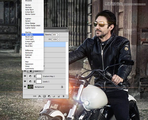 Photoshop调出骑模特车男模冷色效果,PS教程,图老师教程网