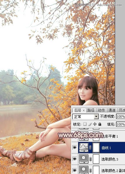 Photoshop给河边女孩添加漂亮的粉色效果图,PS教程,图老师教程网