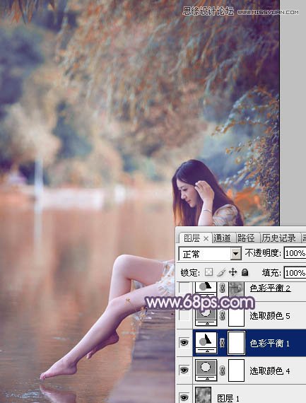 Photoshop调出木桥上女孩唯美紫色效果,PS教程,图老师教程网