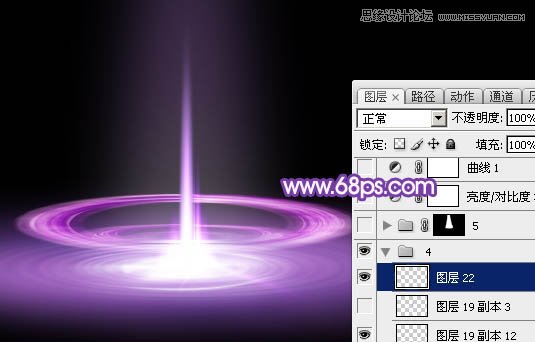 Photoshop设计梦幻紫色效果的光束场景,PS教程,图老师教程网