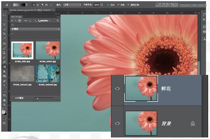 Photoshop调出花朵照片颓废复古效果,PS教程,图老师教程网