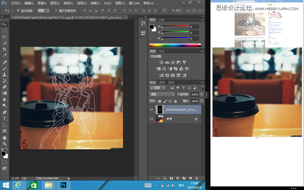 Photoshop使用线稿素材为照片添加创意效果,PS教程,图老师教程网